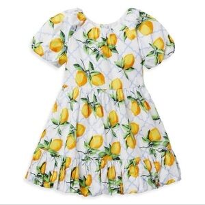 Janie & Jack Lemon Puff Sleeve Dress Toddler Girl 5T Italy Capri Spring Easter